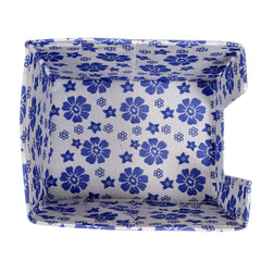 Heart Home Flower Printed Multiuses Non-Woven Closet Organizer With Handles- Pack of 6 (White & Blue) -HS43HEARTH26505