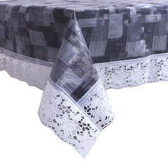 Kuber Industries 3D Checkered Design PVC 4 Seater Center Table Cover 60"x40"(Grey) - CTKTC40095