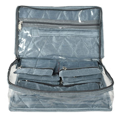 Kuber Industries Laminated PVC Travel Jewelry Organiser|Jewelry Storage Bags for All Jewellery|Zipper Closure With 13 Transparent Pouch|Size 30 x 20 x 11Cm, Pack of 1 (Grey)