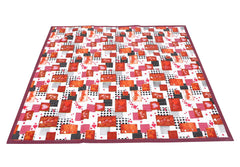 Kuber Industries Hearts Design PVC Reversible Food Mat Mattress Protector Bed Server (White & Maroon) CTKTC33211