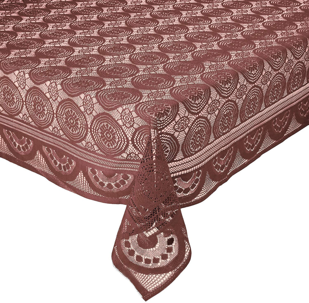 Kuber Industries Circle Design Cotton 6 Seater Dining Table Cover (Brown)- CTKTC032650
