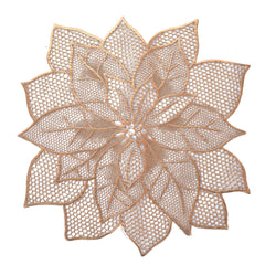 Heart Home Flower Design Soft Leather Table Placemats, Set of 4 (Copper)-HS43HEARTH26092