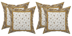 Kuber Industries Floral Design Cotton Abstract Decorative Throw Pillow/Cushion Covers 16"x16"-Pack of 4 (Cream)