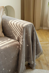 Kuber Industries Decorative Chenille Sofa Throw|Throw for Sofa, Bed & Couch|Ideal for Indoor & Outdoor 70x70 Inches (Grey)