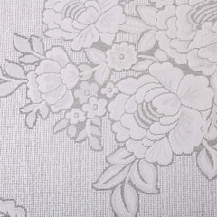 Kuber Industries Floral Cotton 6 Seater Dining Table Cover - White