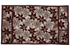 Heart Home Leaf Design Velvet Fridge, Refrigerator, Side by Side, Double Door Top Cover, Protect for Scratches, Waterproof, Wear & Tear and Dust with 6 Utility Side Pockets (Maroon)-HS_38_HEARTH21091