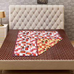 Kuber Industries Hearts Design PVC Reversible Food Mat Mattress Protector Bed Server (White & Maroon) CTKTC33211