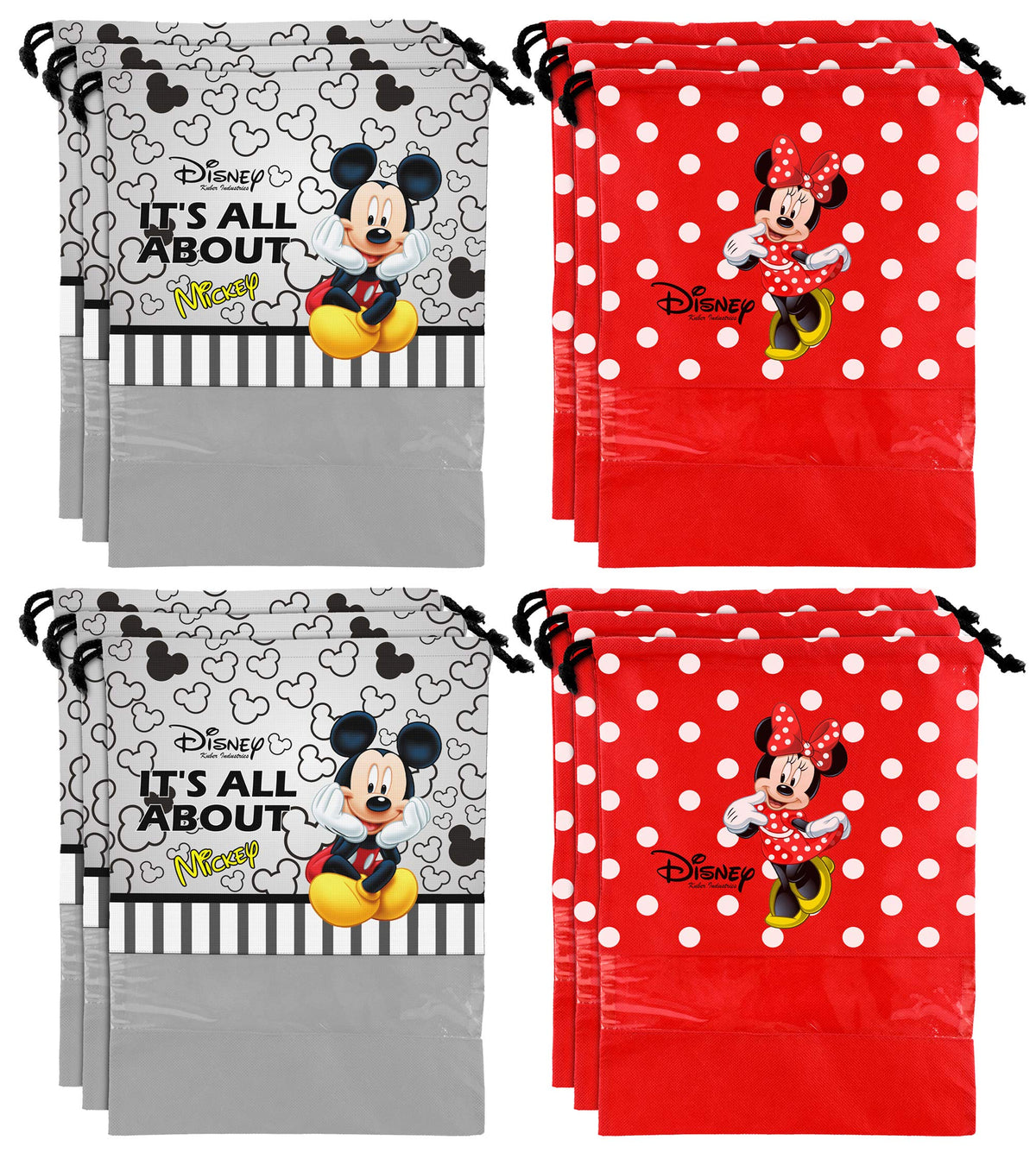 Kuber Industries Disney Print 12 Piece Non Woven Travel Shoe Cover, String Bag Organizer (Grey & Red) -HS_35_KUBMARTS18061