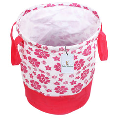 Kuber Industries Flower Printed Waterproof Canvas Laundry Bag|Toy Storage|Laundry Basket Organizer 45 LTR|Pack of 2 (Pink)
