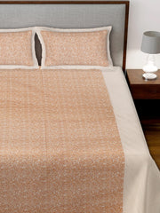 Kuber Industires Floral Design Pure Cotton Soft Light Weight Double Bedsheet with 2 Pillow Cover (Cream)-HS_38_HEARTH21127