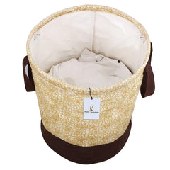 Kuber Industries Waterproof Canvas Laundry Bag/Hamper|Metalic Printed With Handles|Foldable Bin & 45 Liter Capicity|Size 37 x 37 x 46, Pack of 1 (Brown)