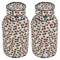 Heart Home Circle Design PVC Lpg Gas Cylinder Cover- Pack of 2 (Maroon & Cream)-HS43HEARTH25615