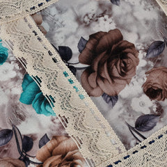 Heart Home Flower Printed Multiuses 3 Pockets Wall Hanging Storage Organizer/Holder for Home- Pack of 2 (Cream & Brown)-50HH01173