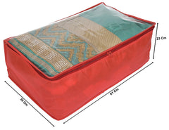 Kuber Industries Transparent Underbed Storage Cover/Lehenga Cover/Saree Cover/Gown Cover/Salwar Suit Cover For Women-Pack of 2 (Red)