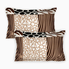 Heart Home Stone Print Glace Cotton Double Bedsheet with 2 Pillow Covers (Black & Brown) (HS_36_HEARTH019546)