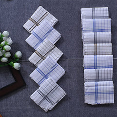 Kuber Industries Handkerchiefs|Sweat Absorbent Check Print Soft Cotton Hankies for Man,Boys & Wicking Sweat from Hands,Face,Set of 6 (White)