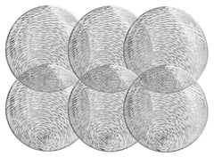 Kuber Industries Cutwork Design Soft Leather 6 Pieces Dining Table Round Placemat Set (Silver) - CTKTC045889