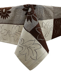 Kuber Industries Floral Cotton 6 Seater Dining Table Cover - Brown