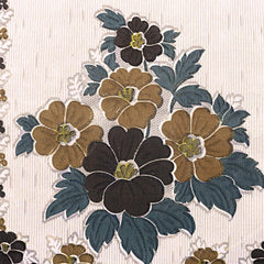 Heart Home Flower Design Cotton 5 Seater Sofa Cover with 6 Pieces Arms Cover (Cream, Brown, Standard) Set of16 HEART11981