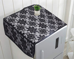 Kuber Industries Floral Design Cotton Fridge Top Cover 37"x21" (Black), CTKTC13849,Standard