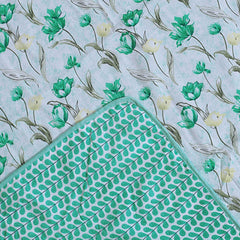 Kuber Industries Cotton Soft Lightweight Floral Design Reversible Single Bed Dohar | Blanket | AC Quilt for Home & Travel (Green)