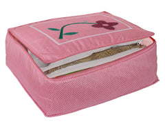 Kuber Industries Dot Printed Saree Cover 1 Bag for 12 Sarees, 12 Flap Sarees Bag Wedding Collection (Pink)