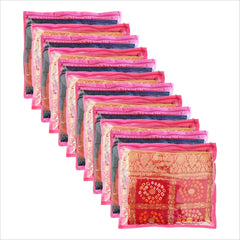 Homestic Foldable Single saree covers with Zip|Saree Storage Bags|Clothes Organiser for wardrobe Set of 12|Transparent Top With Premium Zipper|Pink
