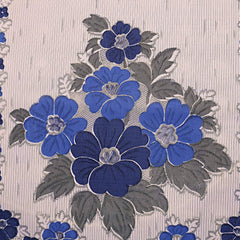 Kuber Industries Flower Design Cotton 5 Seater Sofa Cover with 6 Pieces Arms Cover and 1 Center Table Cover Use Both Side (Set Of17, Cream & Blue)-KUBMART12031, Standard