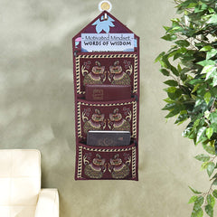 Kuber Industries Cotton 2 Pieces Wall Hanging Magazine Letter Holder (Cream & Maroon) -CTKTC7255