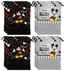Kuber Industries Disney Print 12 Piece Non Woven Travel Shoe Cover, String Bag Organizer (Black & Grey) -HS_35_KUBMARTS18049