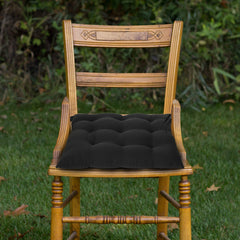 Kuber Industries 4 Pieces Cotton Decorative Fabric Chair pad/Back Support/Seat Cushion with Ties and Handmade Quilting,14" x 14" Inch (Brown) - CTKTC46183