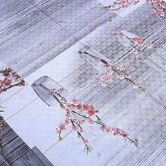 Kuber Industries Floral PVC 6 Seater Dining Table Cover - Grey (CTKTC05155)