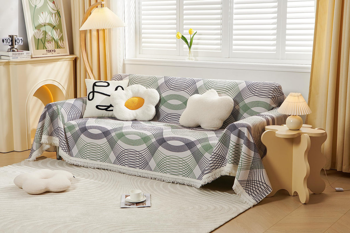 Kuber Industries Decorative Chenille Sofa Throw|Throw for Sofa, Bed & Couch|Ideal for Indoor & Outdoor 70x70 Inches (Multi)