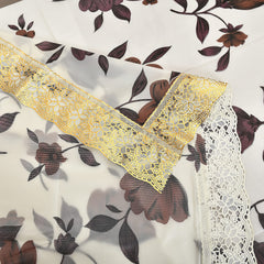 Kuber Industries Floral Design PVC 6 Seater Center Table Cover 60"x90" (Cream)