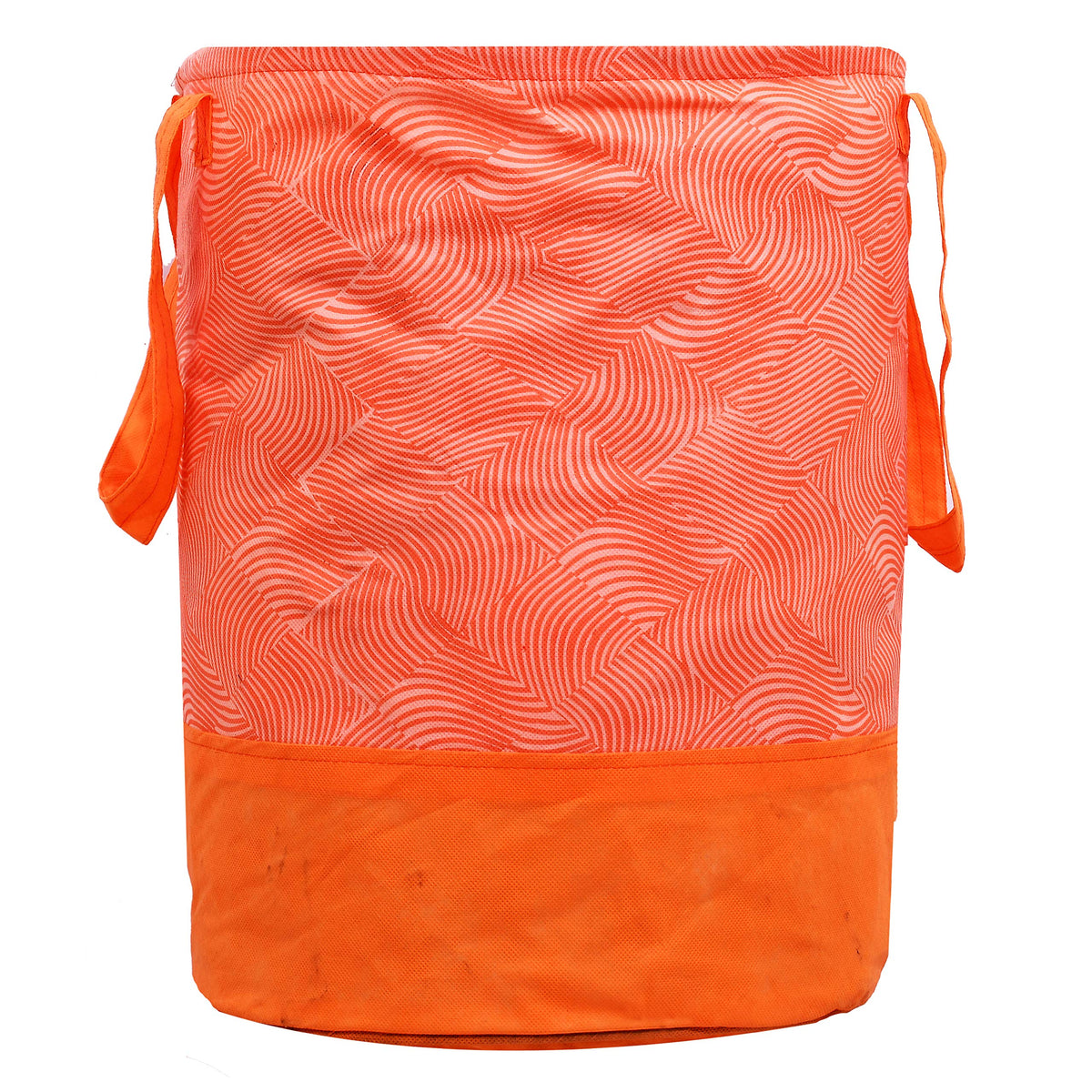 Kuber Industries Laheriya Printed Waterproof Canvas Laundry Bag|Toy Storage| Laundry Basket Organizer With Handles, 45 L (Orange) CTKTC134628, pack of 1