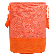 Kuber Industries Laheriya Printed Waterproof Canvas Laundry Bag|Toy Storage| Laundry Basket Organizer With Handles, 45 L (Orange) CTKTC134628, pack of 1