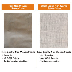 Homestic Set of 6 Foldable Non Woven saree covers with Zip|Saree & Clothes Organiser for wardrobe |Transparent Window With Premium Zipper|Suitable for Lehenga, Suit, Dress (Beige)
