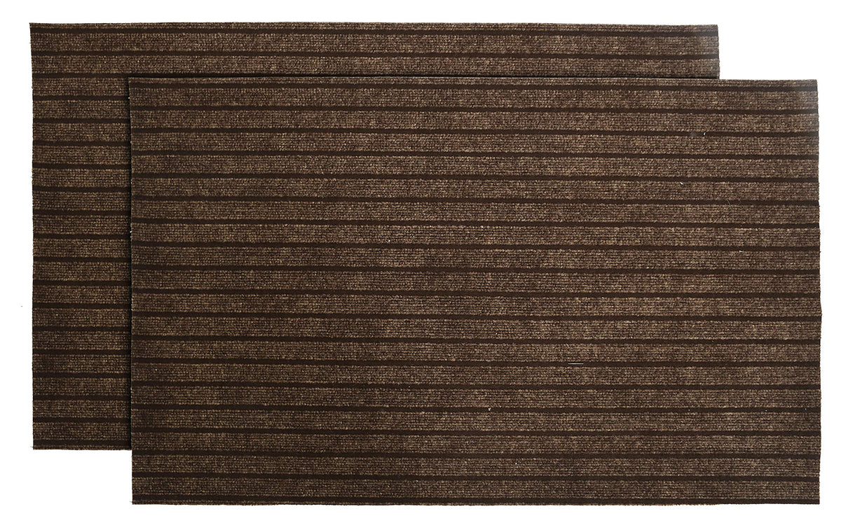 Kuber Industries All Weather Entry and Back Yard Door Mat, Non-Slip Rubber Backing, Absorbent and Waterproof, Dirt Trapping Rugs for Entryway- Pack of 2-16"x24"(Brown), Standard (HS_36_KUBMART018403)