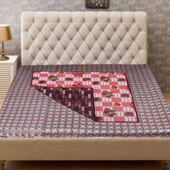 Kuber Industries Floral Design PVC Food Mat -Pink, Reversible - CTKTC021837