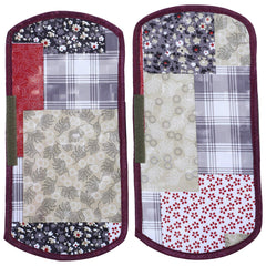 Kuber Industries Birds Design 3 Pieces PVC Fridge Mats,2 Piece Handle Cover and 3D Checkered Design 1 Piece Fridge Top Cover (Maroon) - CTKTC039845