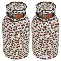 Heart Home Circle Design Stain/Dust/Water Proof PVC Lpg Gas Cylinder Cover- Pack of 2 (Maroon & Cream)-HS43HEARTH25616