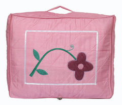 Kuber Industries Dot Printed Saree Cover 1 Bag for 12 Sarees, 12 Flap Sarees Bag Wedding Collection (Pink)