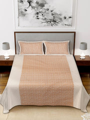 Kuber Industires Floral Design Pure Cotton Soft Light Weight Double Bedsheet with 2 Pillow Cover (Cream)-HS_38_HEARTH21127