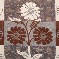 Kuber Industries Flower Design Cotton 3 Seater Sofa Cover Set|Premium Cotton & Flower Design|Pack of 2 (Brown)-CTKTC022242