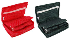 Heart Home Cotton Multipurpose 7 Pocket Dot Printed Jewellery Storage Bag Pouch/Travel Kit Organizer (Green & Red)-Pack of 2-HHEART15457
