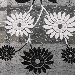 Heart Home Flower Printed Cotton 4 Seater Center Table Cover,40"x60" (Black & White)-44HH061