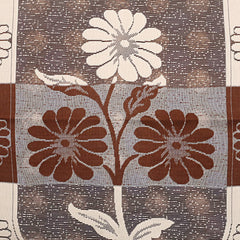 Kuber Industries Cotton Flower Design Standard 5 Seater Sofa Cover Set with 6 Pieces Arms Cover and Center Table Cover (Set of 17, Brown)-KUBMART12018