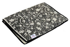 Heart Home Metalic Flower Print 2 Piece Non Woven Fabric Saree Cover Set with Transparent Window, Extra Large (Black)-HHEART16516