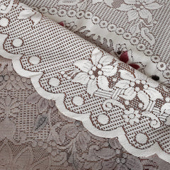 Kuber Industries Flower Printed Home Decorative Luxurious Round Table Cover/Table Cloth, 40"x40" (White & Brown)-44KM0120 Pack of 1