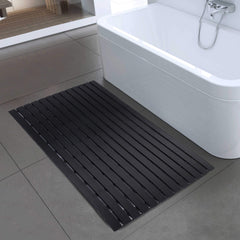 Kuber Industries Hard Plastic Anti Skid Bath Mat 18x23.5“ (Black) -CTKTC8550